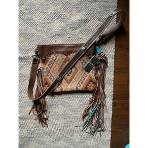 Myra Bag Tooled Leather Multi Color Fringe Bag